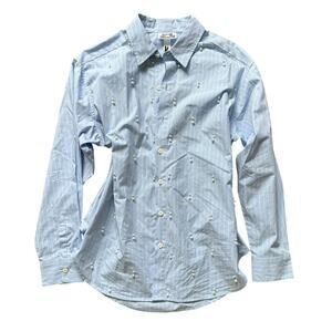 Future Collective Blue Pearl Embellished Button Down Shirt S